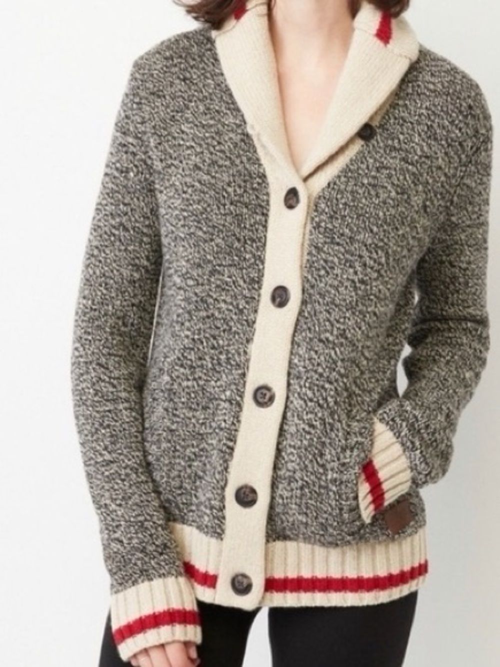 Women's Roots Cabin Shawl Collar Cardigan Like New